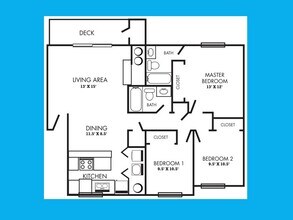 Three Bedroom, Two Bath F306 floor plan